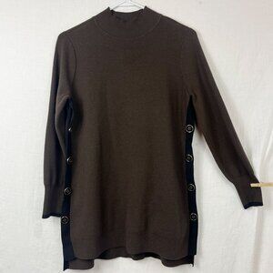 Chicos Longline Knit Sweater‎ Sz Medium Full Button Sides Oversized 90s Y2K